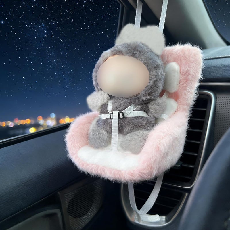 SwiftServ Doll Car Seat for 17cm Dolls with Air Vent Clip and Desktop Stand, Cute and Functional Car Ornament for Blind Box Doll Fans, Collectors, (Red Ombre) - Image 4